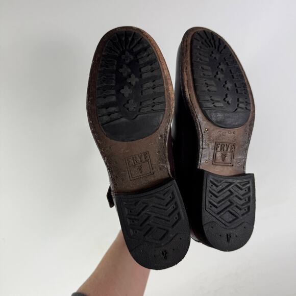 Frye Tyler Engineer Boots Women's 6.5 Brown Leather Zip Ankle Strap Booties - Picture 8 of 10